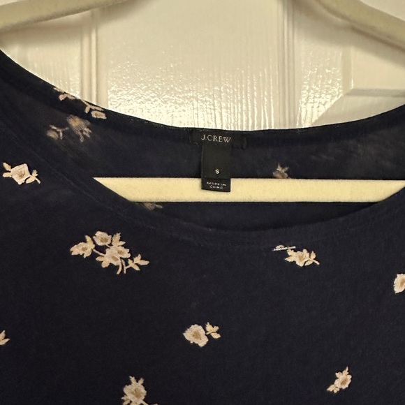 J.Crew Navy Floral Short Sleeve T-Shirt - Picture 2 of 4